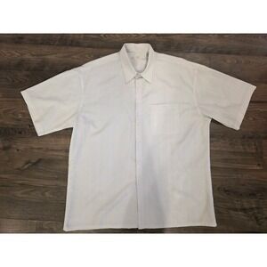Men's XL Moda Campia Moda White Windowpane Short Sleeve Button Down Shirt Pocket